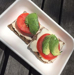 ";bagel"; with avocado.  at Catch A Healthy Habit Cafe in Fairfield