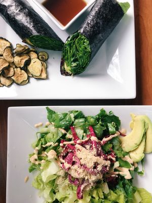 Tostada salad and nori wrap  at Catch A Healthy Habit Cafe in Fairfield