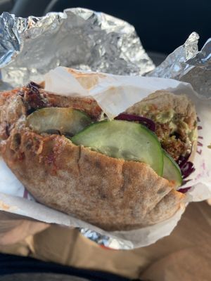 Falafel on a whole wheat pita   at The Hummus & Pita Co in Brookfield
