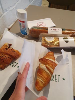 vegan croissants and 2 different vegan sandwiches at Pret A Manger - Exmouth Market in London