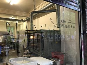 You can look at the pizza being made through the front window   at Plads'n in Copenhagen