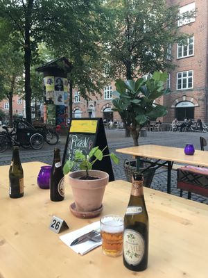 Outdoor sitting area  at Plads'n in Copenhagen