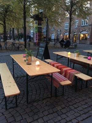 The beautiful square ‘Blågårds Plads’ at Plads'n in Copenhagen