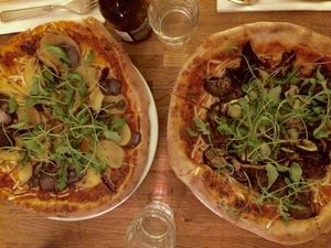 Left: three types of potato. Right: squash and egg plant. Delicious! at Plads'n in Copenhagen
