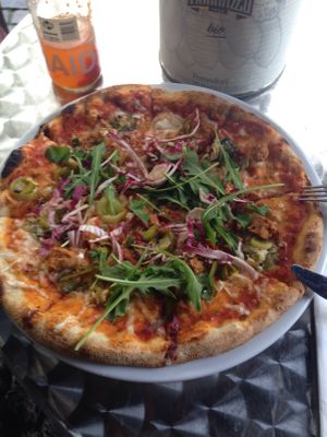 Umami pizza (99kr) at Plads'n in Copenhagen