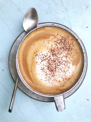 Soy oat cappuccino  at Cafe Blå in Copenhagen
