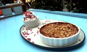 Rabarbercrumble at Cafe Blå in Copenhagen