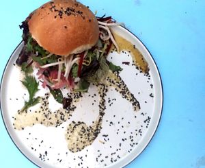 Portobello burger at Cafe Blå in Copenhagen