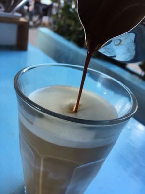 Latte macchiato at Cafe Blå in Copenhagen