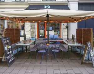 Parasol outside sitting at Cafe Blå in Copenhagen