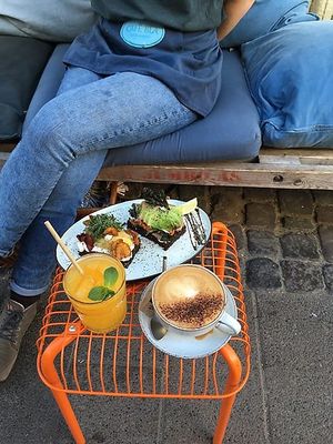 Smørrebrød & Cappuchino at Cafe Blå in Copenhagen