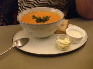 Soup of the day at Cafe Blå in Copenhagen