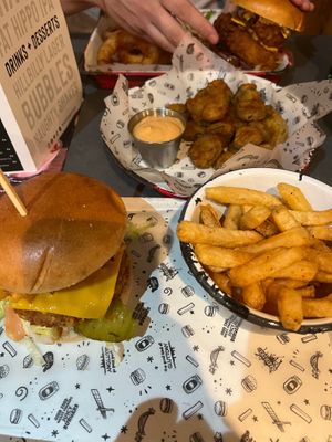 VFC burger & fries  at Fat Hippo in Newcastle Upon Tyne