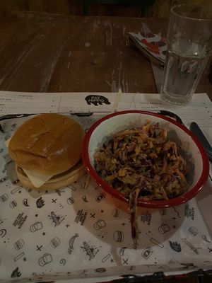Five Lies & Slaw. TINY burger 😢😢 at Fat Hippo in Newcastle Upon Tyne