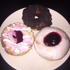 3 of the vegan doughnuts at DoughNotts in Derby