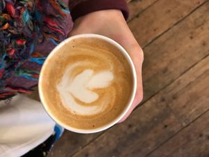 Decaf cappuccino with oat milk at Rabarber in Utrecht