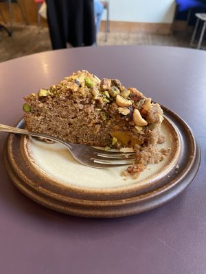 Peach/nut pie: quite good. at Rabarber in Utrecht