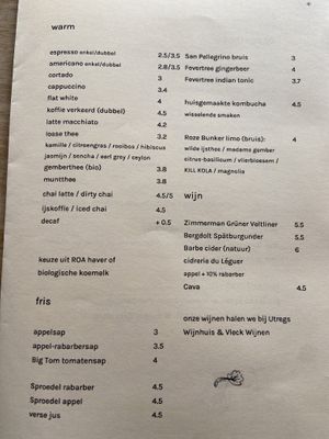 Drinks menu August 2023  at Rabarber in Utrecht