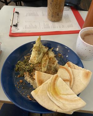 Frisse witte bonendip: tasty. The dish is savoury, but I could taste some lemon in the dip.  at Rabarber in Utrecht