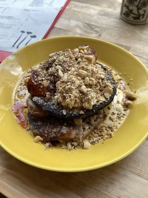 Buckwheat pancakes: really good. They’re crispy and soft and are served with prunes, soy/lemon ricotta, dukkah and earl grey syrup. A bit burnt though. at Rabarber in Utrecht