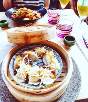 Vegan dumplings and tofu rice wok at Himo in Rovaniemi