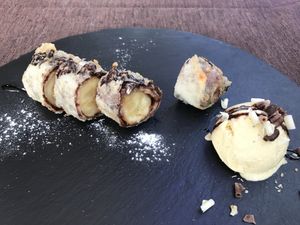 Crispy Banana chocolate at Yoku Sushi in Olbia