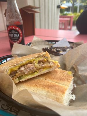 Vegan Cuban with jackfruit and seitan pork. Great use of the jackfruit 10/10 at Golden Dinosaurs in Gulfport