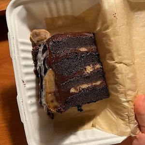 giant cookie dough cake slice at Golden Dinosaurs in Gulfport
