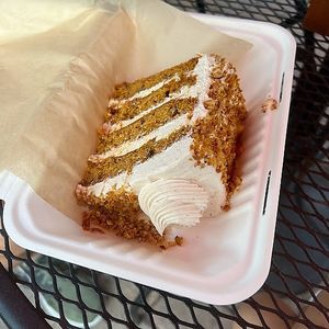 giant pumpkin carrot cake slice  at Golden Dinosaurs in Gulfport