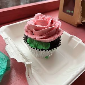 choc rose cupcake at Golden Dinosaurs in Gulfport