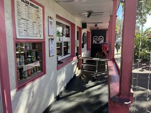Window to order with menu #Veganuary at Golden Dinosaurs in Gulfport