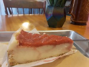 Vegan Strawberry Cheesecake at Golden Dinosaurs in Gulfport