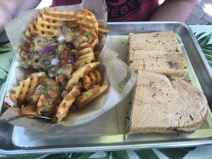 Cuban & chili cheese friess at Golden Dinosaurs in Gulfport