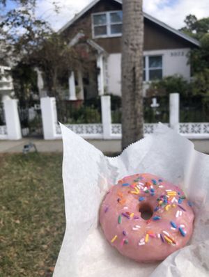 Vegan Simpson’s donut 😅 at Golden Dinosaurs in Gulfport