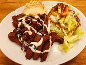 "Box" with seitan and salad at Balli Döner Kebab & Vegan Döner in Dusseldorf