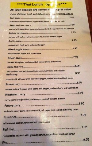 lunch specials at Spice Thai in Port St Lucie