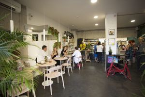 Inside at Zdravo Vegan Store in Sarajevo