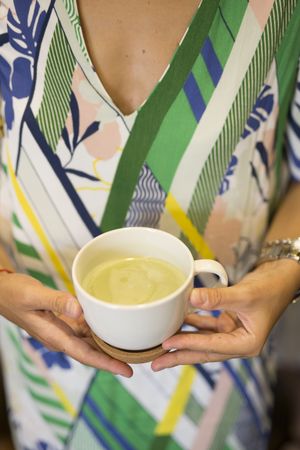 Matcha latte with hazelnut mylk at Zdravo Vegan Store in Sarajevo