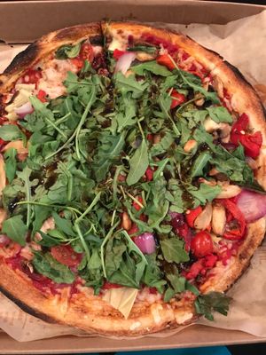 Build your own pizza with vegan cheese  at Blaze Pizza in Boston