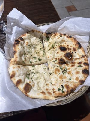 Vegan garlic naan (stuffed with vegan cheeze)  at The Masala Twist in Oxnard