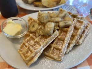 Banana walnut waffle   at News Cafe in Tokyo