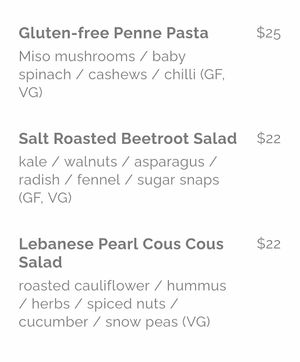 Current menu at The Bridge Hotel in Castlemaine