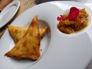 Samosa Vegana at Los Fogones de Luzia in Orio