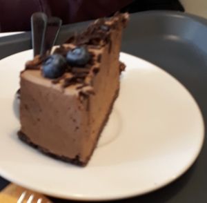 Vegan chocolate cake at Cafe Nisse in Imatra