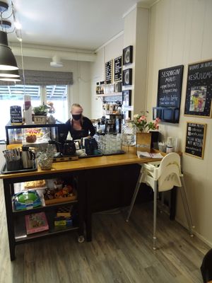 The desk at Cafe Nisse in Imatra