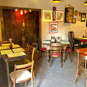 Entry dining area at Baan Baan Thai cafe in Bishkek
