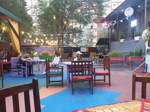 Outside patio at Baan Baan Thai cafe in Bishkek