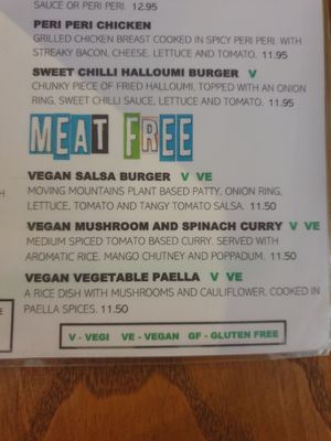 Vegan mains at The West Ashby Arms in Horncastle