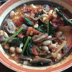Fagoili with mushrooms rather than pasta at DeepWater Brewing Company in Blue Hill