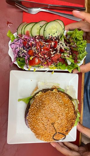 Vegan Salad and Burger  at Neue Republik Reger in Berlin
